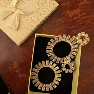 Intricate Gold Circular Earrings with Sunburst Design